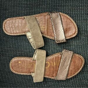 SAM EDELMAN Slip-on Flats Leather & Suede upper SANDALS Flip-Flops size 8 Gala